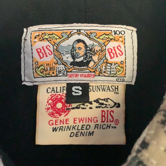 Vintage Gene Ewing BIS Wrinkled Rich Denim Quilted Leopard Print Coat Size Small - Picture 2 of 16